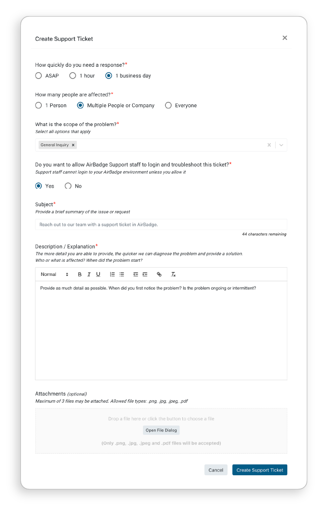 AirBadge-Support AirBadge-Support tickets
