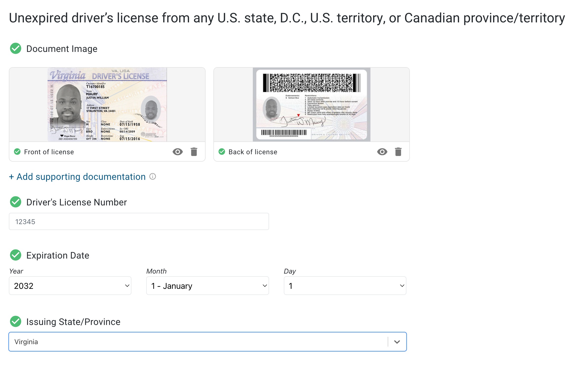 Scan driver's license