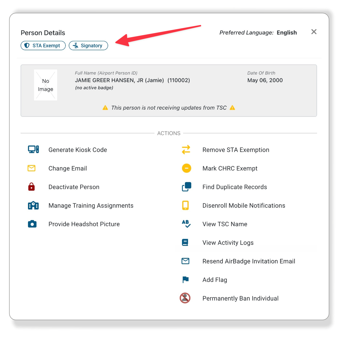 Signatory and CHRC exemption icons