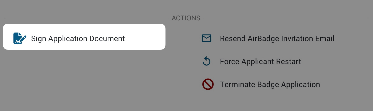 Sign badge application.