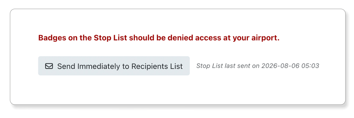 Stop list AirBadge stop list.