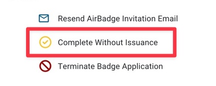 Complete Without Issuance Action